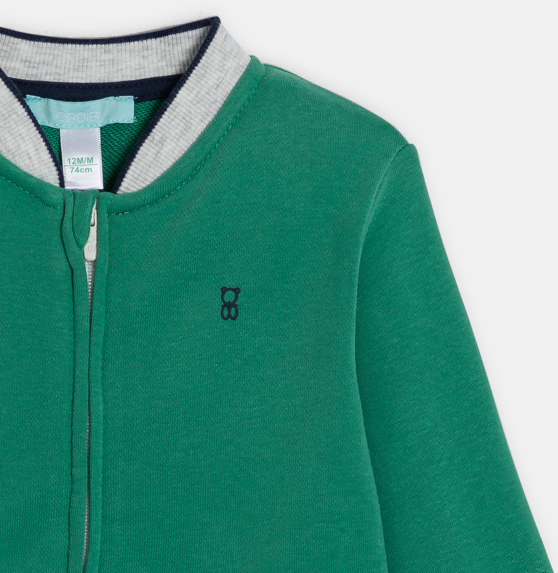 Zelena baseball jakna od mekanog flisa s patentnim zatvaračem za dječake. 2