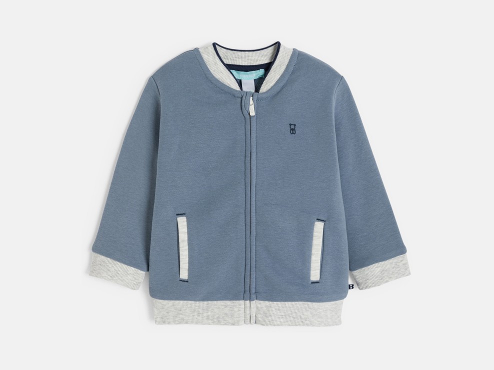 Collegejacke Reißverschluss weicher Molton blau Kleinkind Junge 2