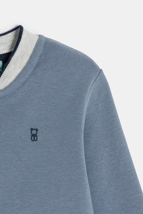 Teddy zippé en molleton doux bleu bébé garçon