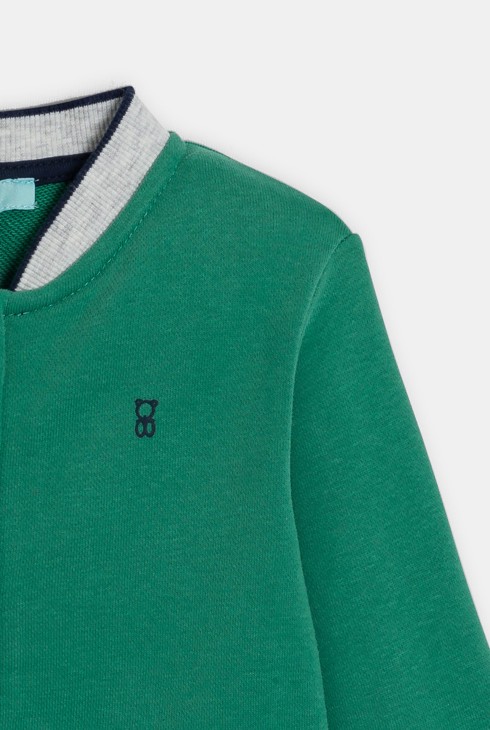 Collegejacke Reißverschluss weicher Molton grün Kleinkind Junge 2