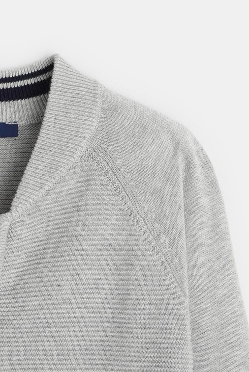 Teddy-Weste mit Reißverschluss aus Feinstrick Grau Jungen 2