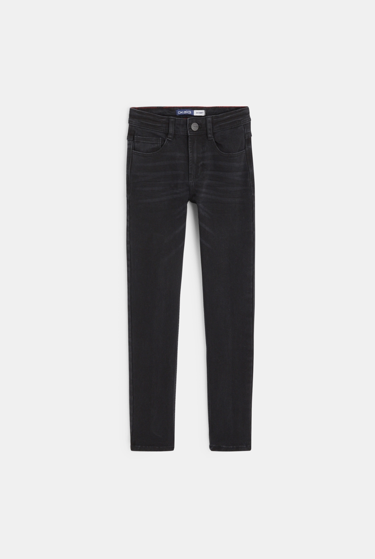 Vaqueros pitillo bistretch con efecto desgastado negro niño 1