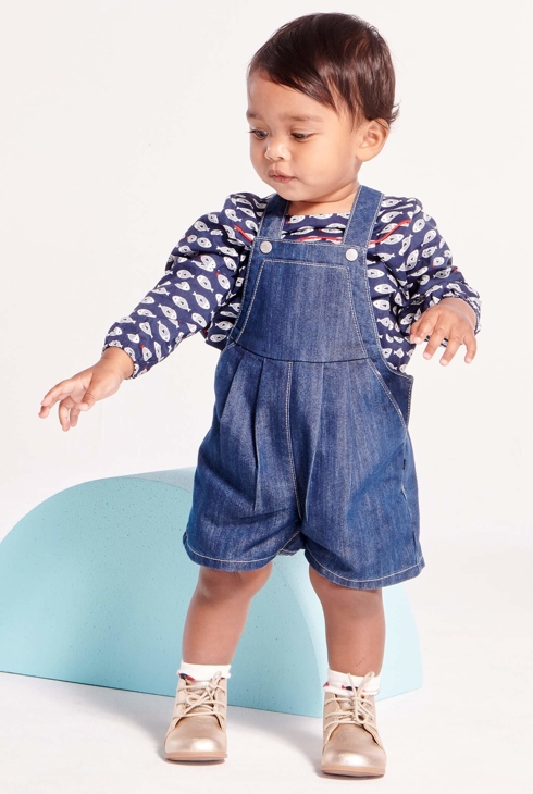 Kratek kombinezon iz jeansa modra dojenček deklica 1