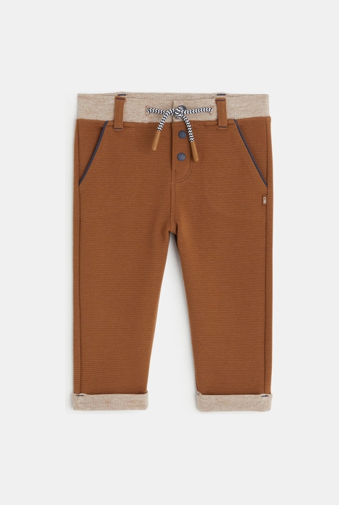 Pantalon maille à revers marron bébé garçon 1