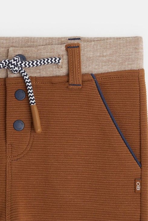 Pantalon maille à revers marron bébé garçon 2