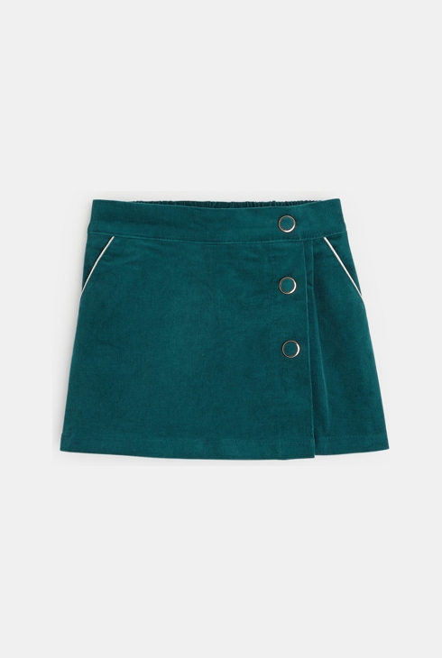 Kombinezon - krilo iz rebrastega žameta zelena deklica 1