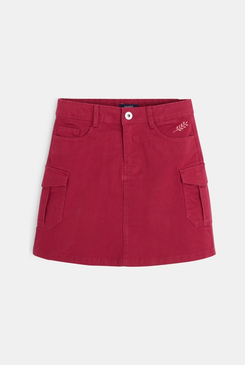 Kratko kargo krilo iz enobarvnega platna rožnata deklica 1