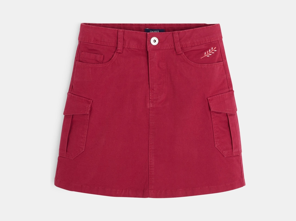 Kratko kargo krilo iz enobarvnega platna rožnata deklica 1