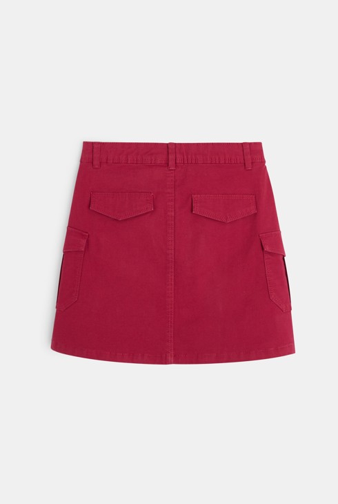 Kratko kargo krilo iz enobarvnega platna rožnata deklica 2