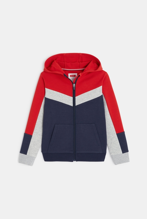 Dreifarbiges Sweatshirt mit Kapuze Blau Jungen 1