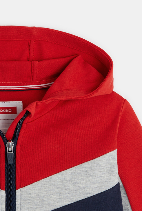 Dreifarbiges Sweatshirt mit Kapuze Blau Jungen
