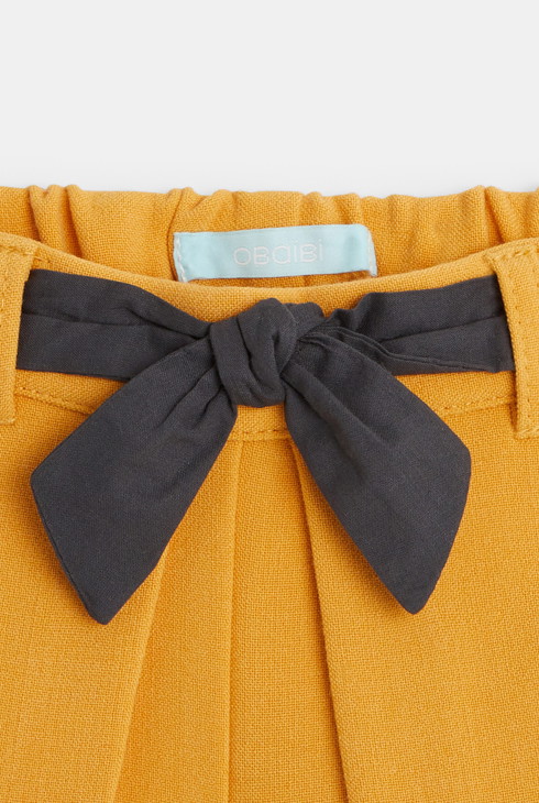 Pletene kratke hlače s pentljico  rumena dojenček deklica 2