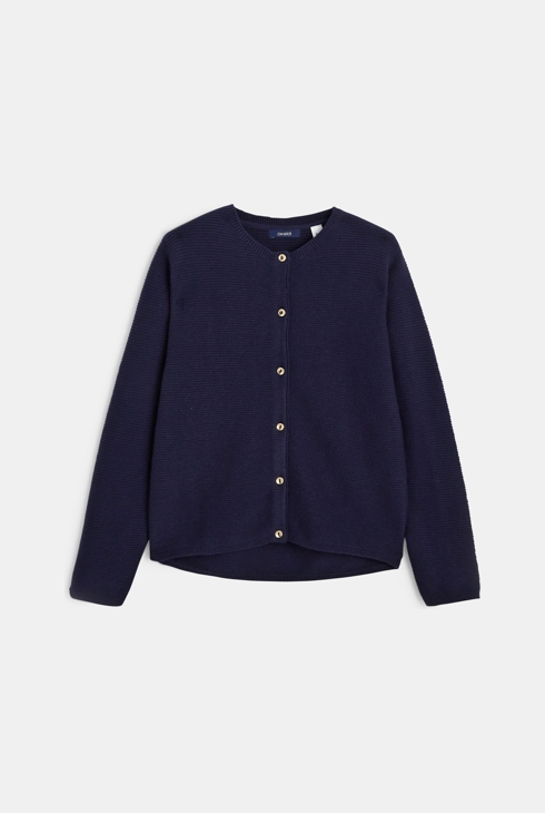 Gerippte Strickjacke mit Knöpfen Blau Mädchen
