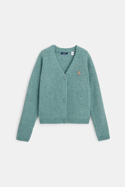 Jopica z rebrastega pletiva z gumbi zelena deklica 1