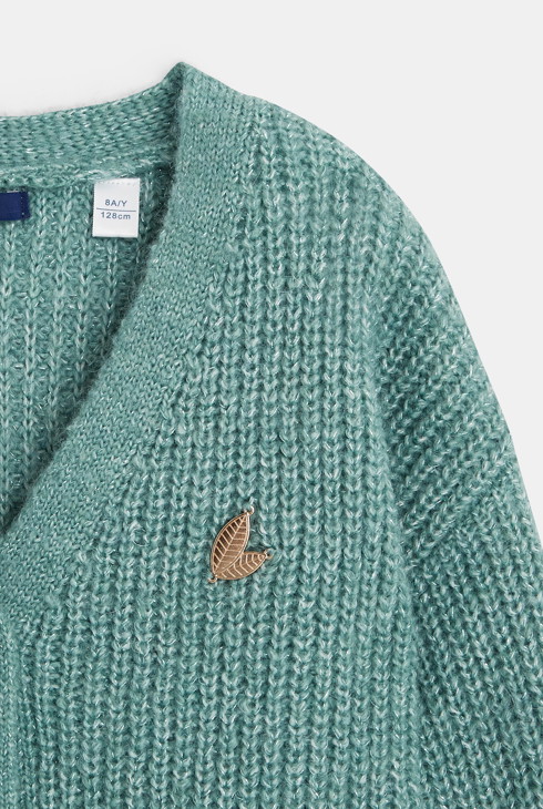 Jopica z rebrastega pletiva z gumbi zelena deklica 2