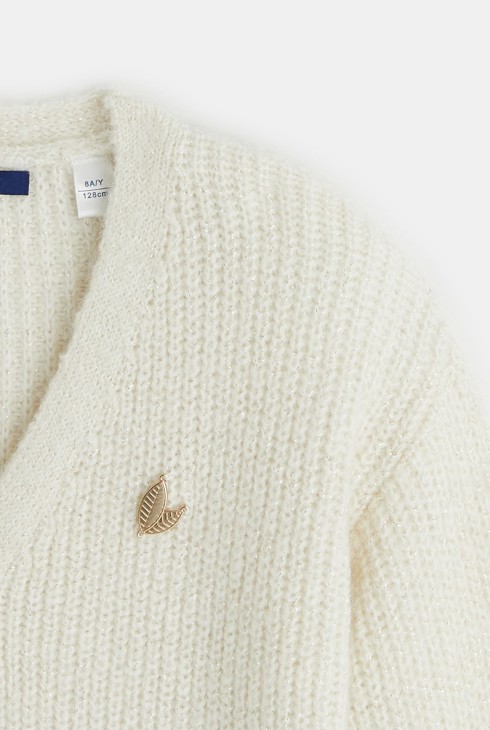 Jopica z rebrastega pletiva z gumbi bela deklica 2