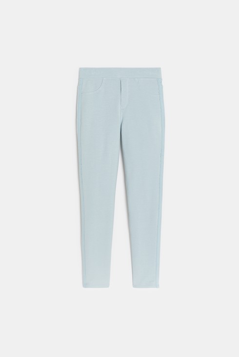 Jegging liso de punto jersey milano azul celeste niña 1
