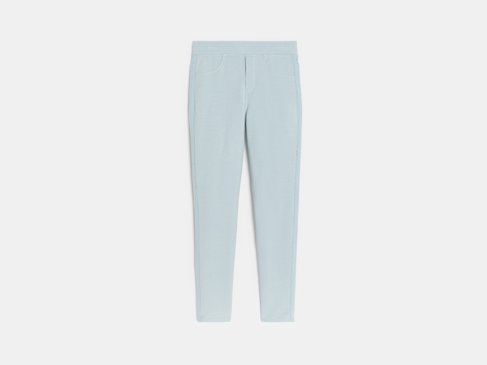 Jegging liso de punto jersey milano azul celeste niña 1