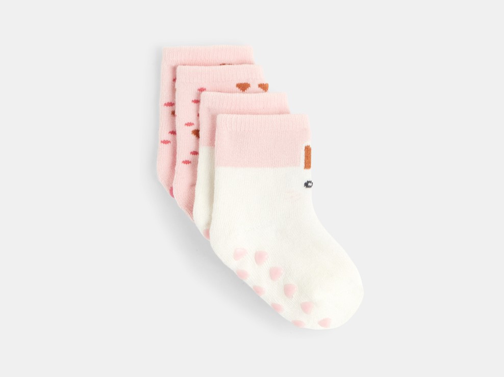 Anti-slip konijnensokken roze babymeisje 1