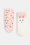 Calcetines de conejitos antideslizantes rosa bebé niña 2