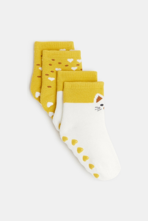 Anti-Rutsch-Socken mit Katzenmotiv Gelb Baby Mädchen 1