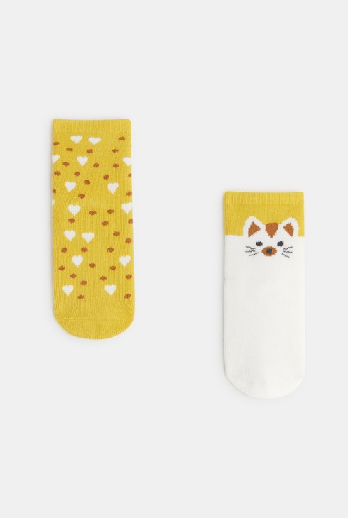Anti-Rutsch-Socken mit Katzenmotiv Gelb Baby Mädchen 2