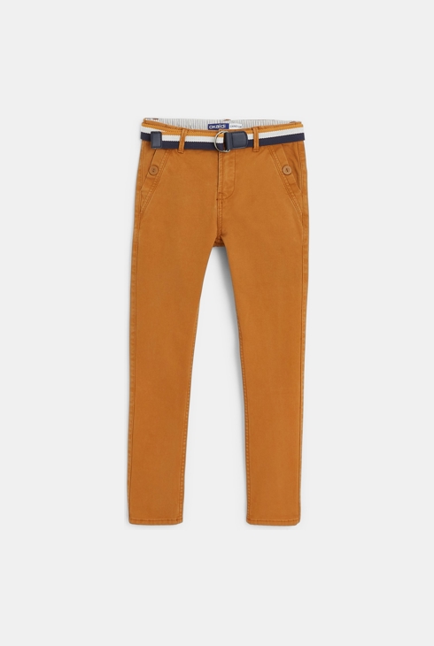 Chino-Hose im Slim Fit mit Gürtel aus einfarbigem Stoff Orange Jungen 1