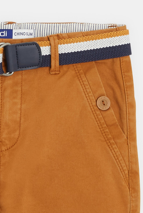 Chino-Hose im Slim Fit mit Gürtel aus einfarbigem Stoff Orange Jungen 2