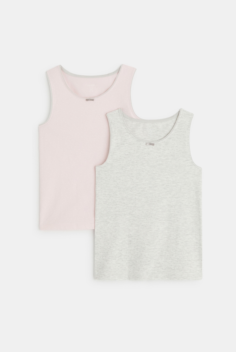 Débardeur stretch imprimé (lot de 2) rose fille 1