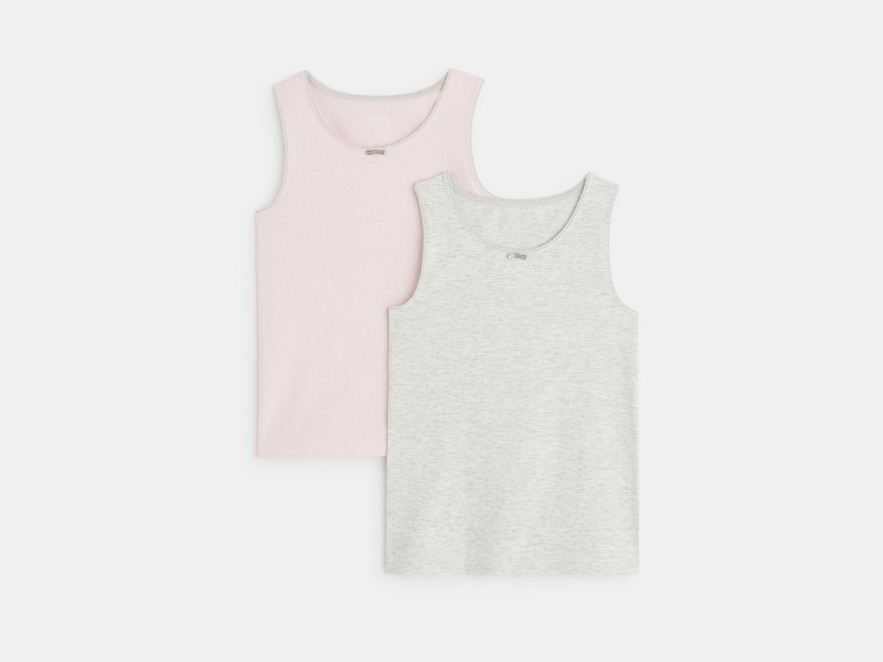Débardeur stretch imprimé (lot de 2) rose fille 1