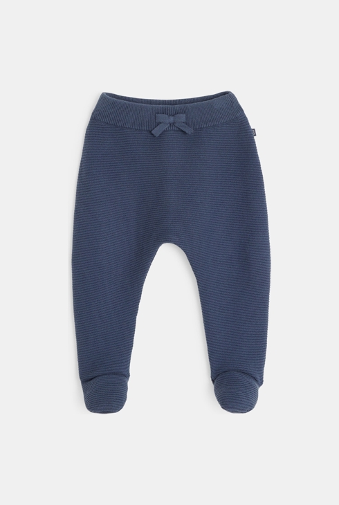 Legginsy z dzianiny prążkowanej niebieski noworodek 1