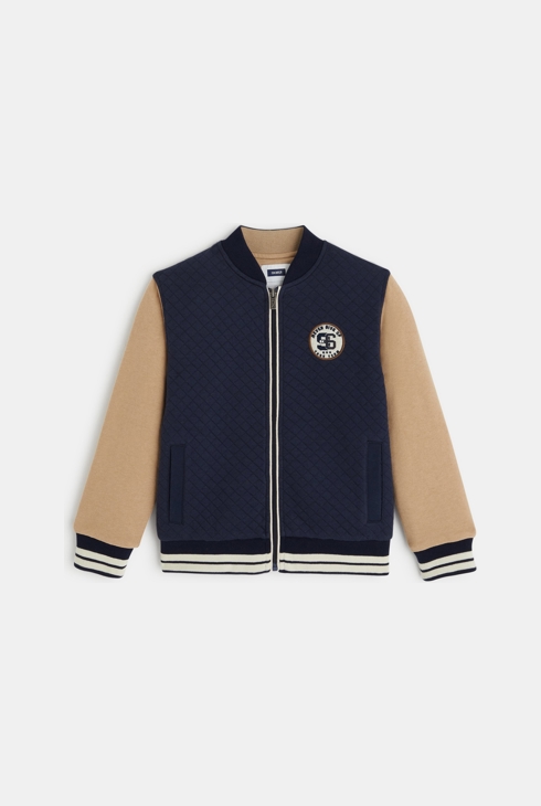 Zweifarbige Collegejacke aus gestepptem Molton Blau Jungen 1