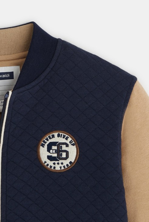 Zweifarbige Collegejacke aus gestepptem Molton Blau Jungen 2