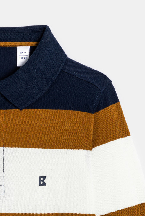 Gestreepte polo met tekst "Open your mind" voor jongens 2