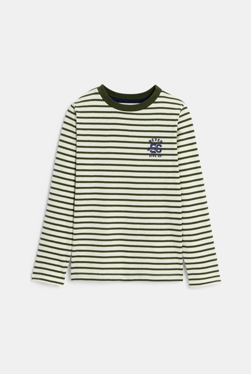 Marinière col rond côtelé vert garçon 1