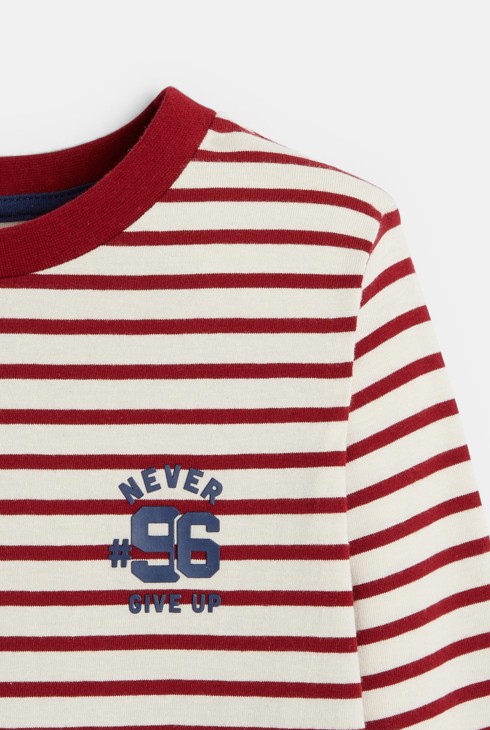 Marinière col rond côtelé rouge garçon 2