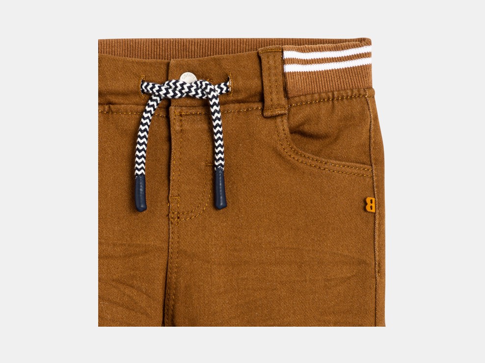 Pantaloni in denim con elastico in vita marrone bimbo 2