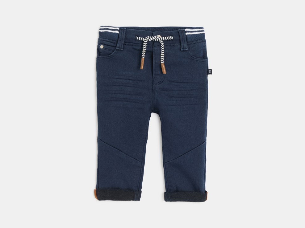Jeans van gebreid denim met elastische taille blauw babyjongen 1