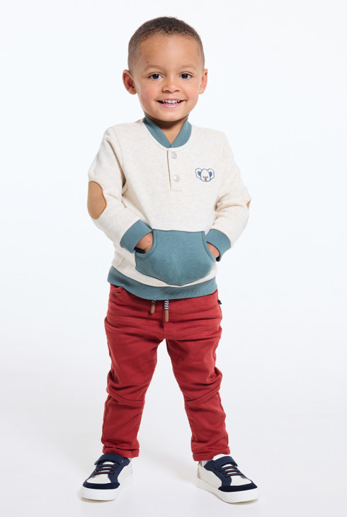 Rote Knit-Denim-Jeans mit elastischem Bund Baby Jungen 2