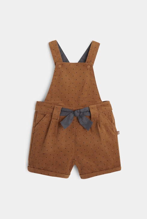 Kratek kombinezon iz pikastega žameta s tankimi črtami rjava dojenček deklica 1