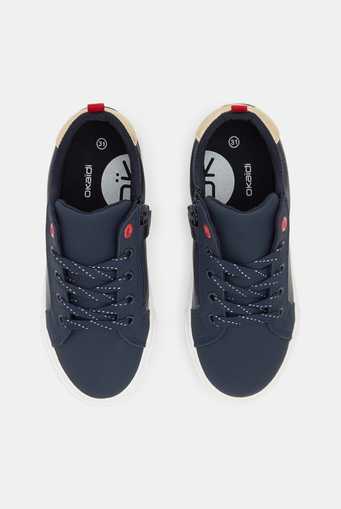 Sneakers van gemixte materialen met stralende ster blauw meisje 2