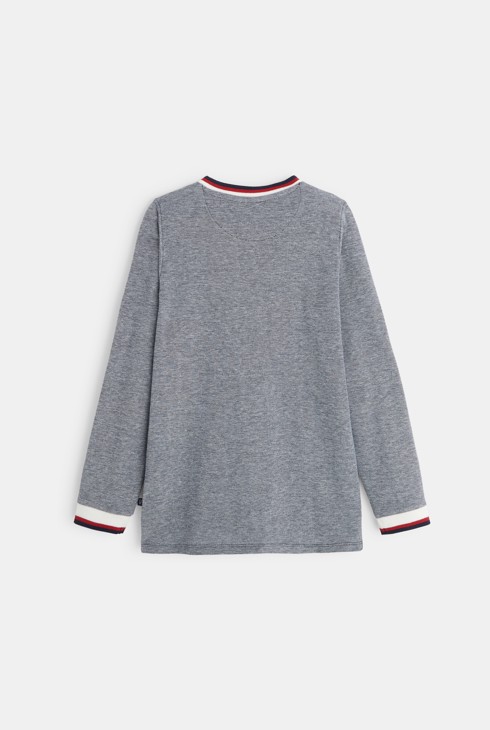 Langarm-T-Shirt mit Aufnäher Blau Jungen 2