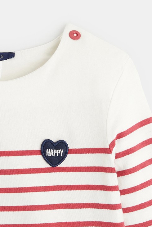 T-shirt marinière à personnaliser d'un cœur rose fille 2