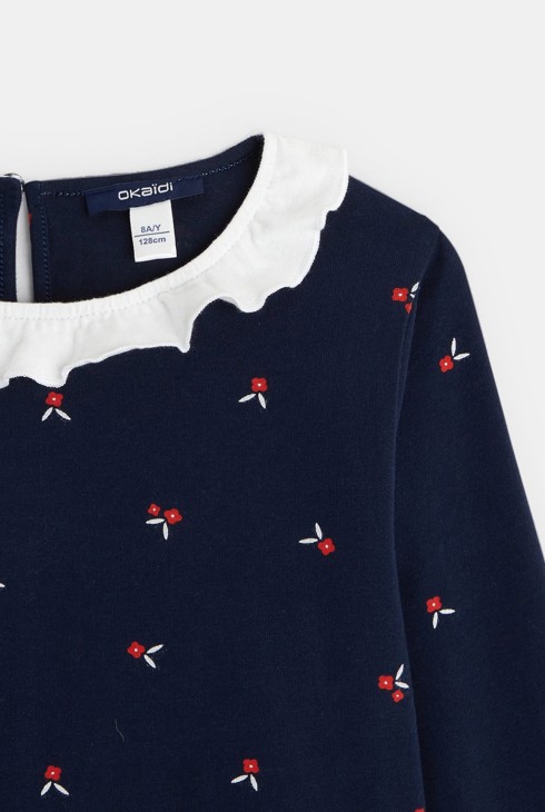 Bedrucktes T-Shirt mit gerüschtem Bubikragen Rot Mädchen 2