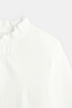 Blouse unie à col volanté blanc fille 2