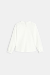 Blouse unie à col volanté blanc fille 3