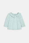 T-shirt col volanté maille fantaisie vert bébé fille