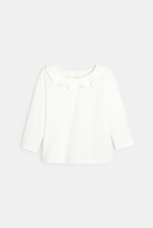 Gemustertes T-Shirt mit gerüschtem Kragen Beige Baby Mädchen 2