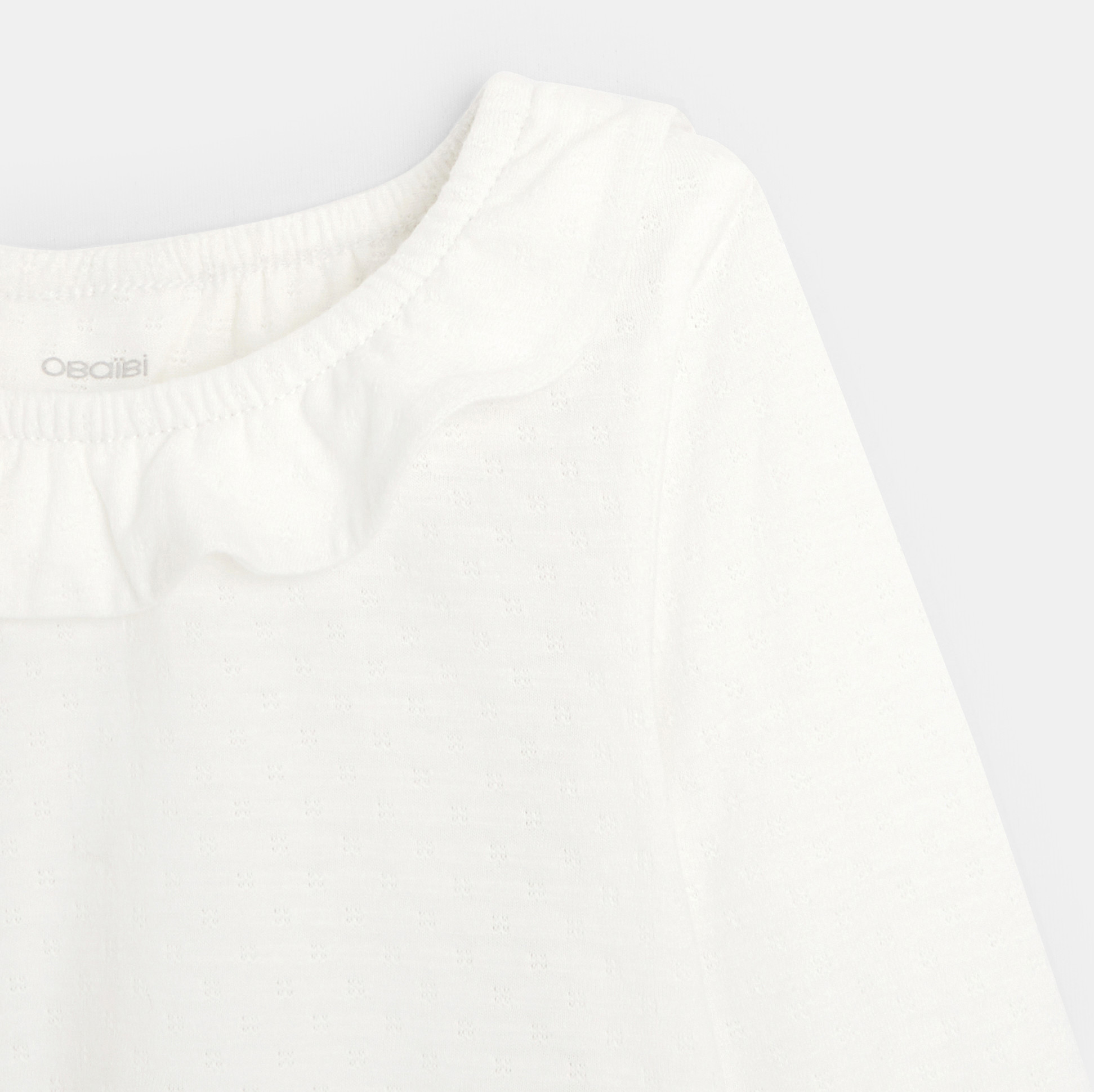 Gemustertes T-Shirt mit gerüschtem Kragen Beige Baby Mädchen 2