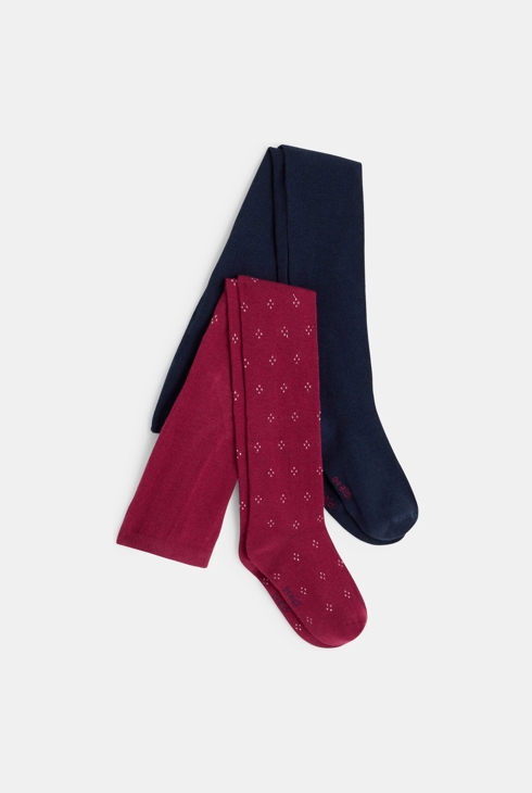 Ciepłe gładkie rajstopy z dzianiny (2 pary) niebieski dziewczynka 1